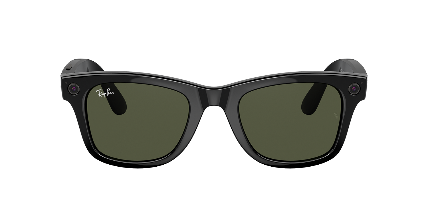 Front view of RayBan's Smart Glasses - Wayfarer Shiny Black