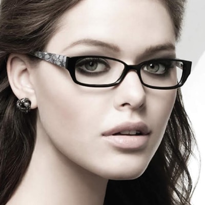 Woman wearing Bebe eyeglasses